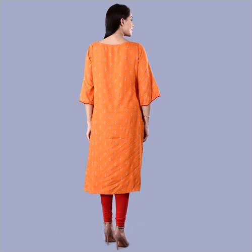 Orange Long Indian Kurti