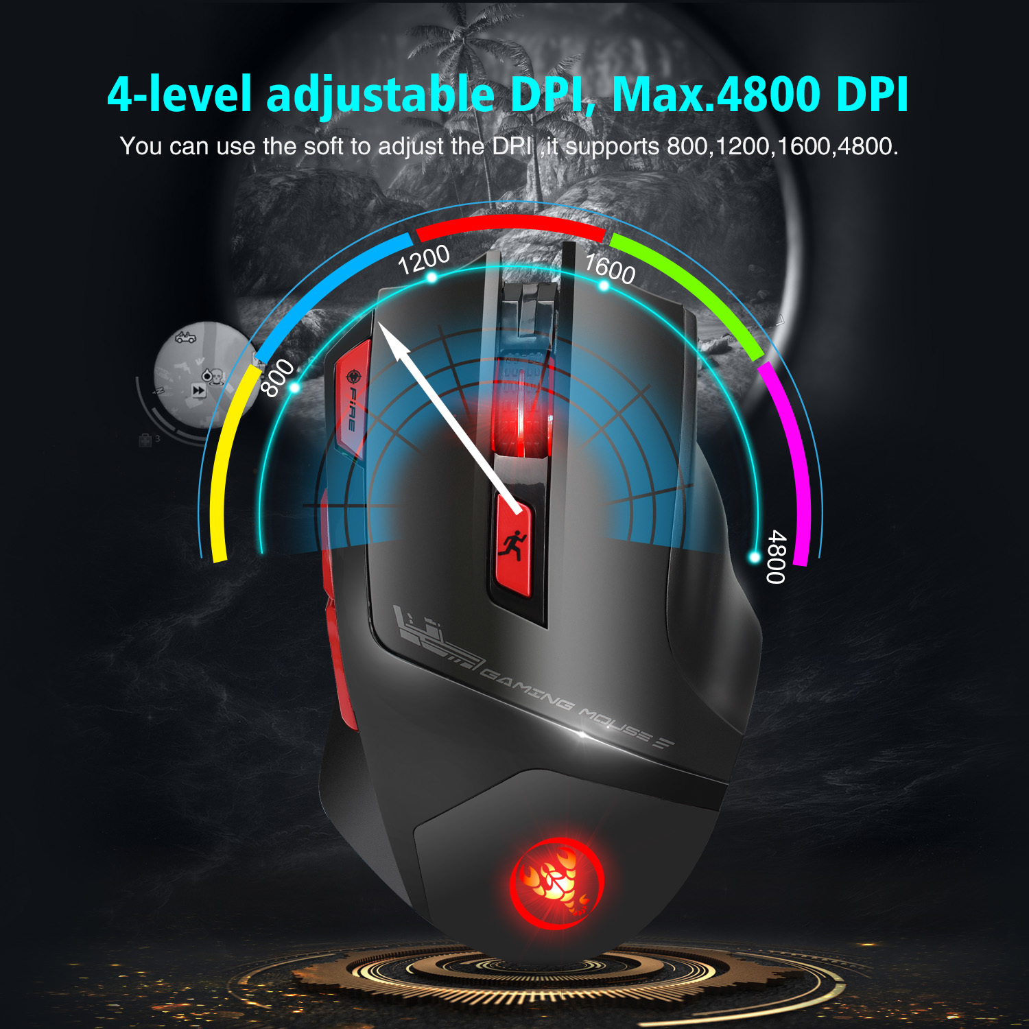 T88 Wireless Gaming Mouse With Seven Buttons And Seven Colors Use 1pcs Rechargeable 14500 3.7v Lithium Battery. Built-in Rechargeable Lithium Battery
