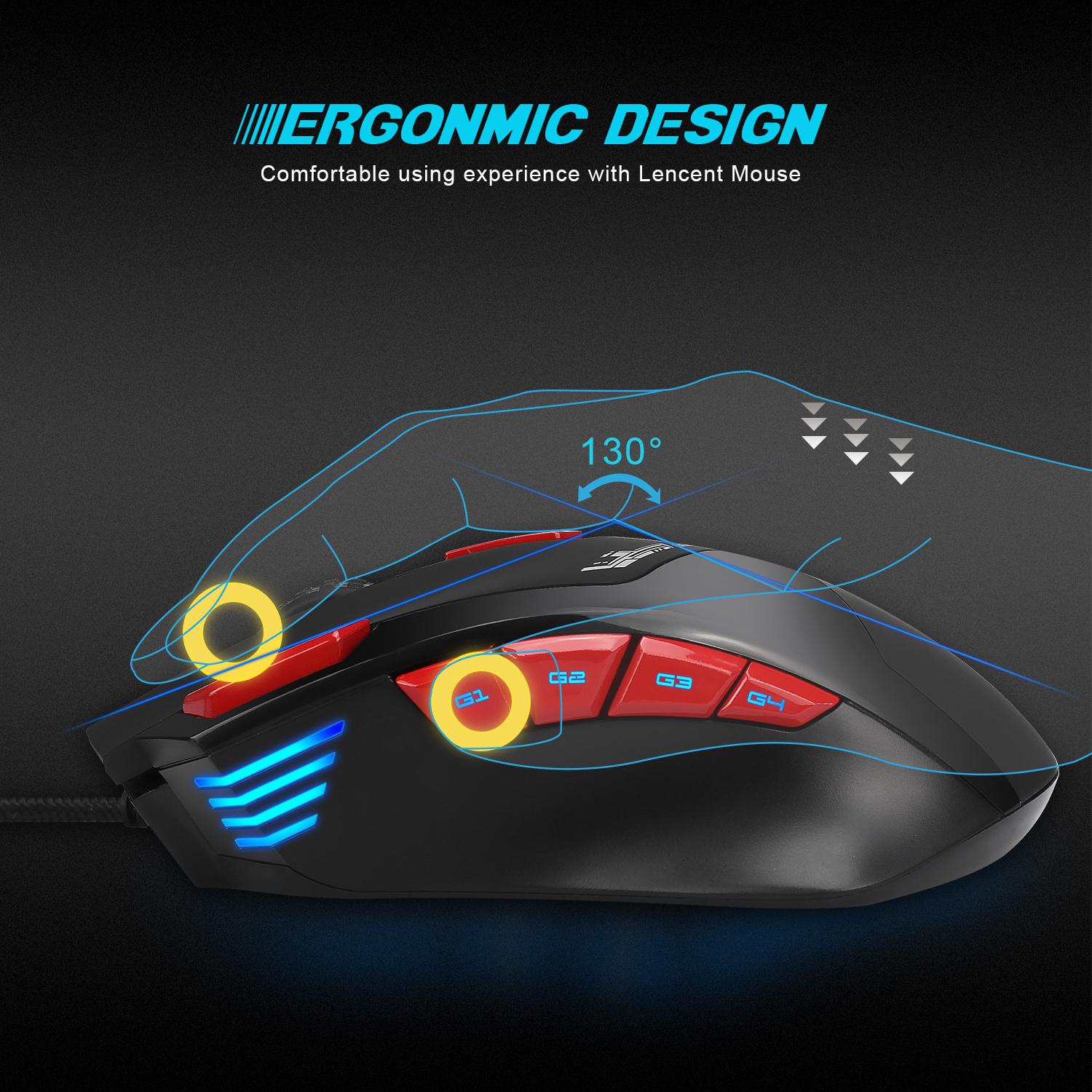 S800 Computer Mouse - Abs Material, 132x86x42mm Dimensions | 9 Programmable Keys, 6000 Dpi, 5 Rgb Light Modes