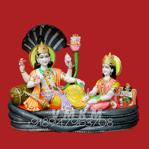 Washable Vishnu Lakshmi Seating Marble Statue