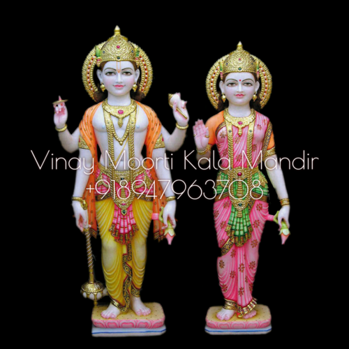 Washable Multicolor Vishnu Lakshmi Statue