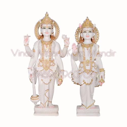Washable Vishnu Lakshmi Marble Moorti