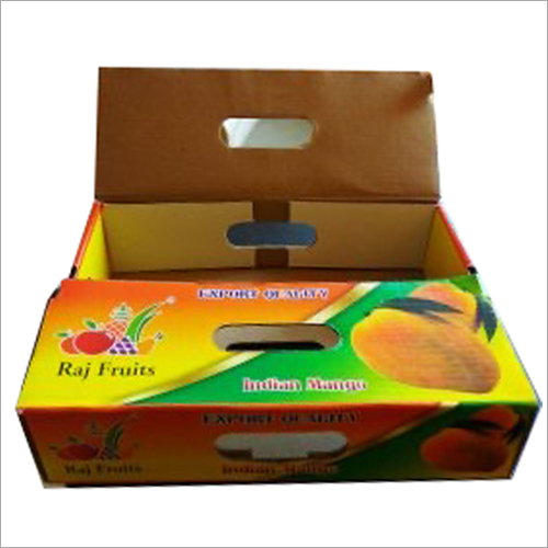 Mango Packaging Box - Cardboard, Rectangular/square Shapes, Green-orange Color | Matte Lamination, Impact Resistance, Portable Design