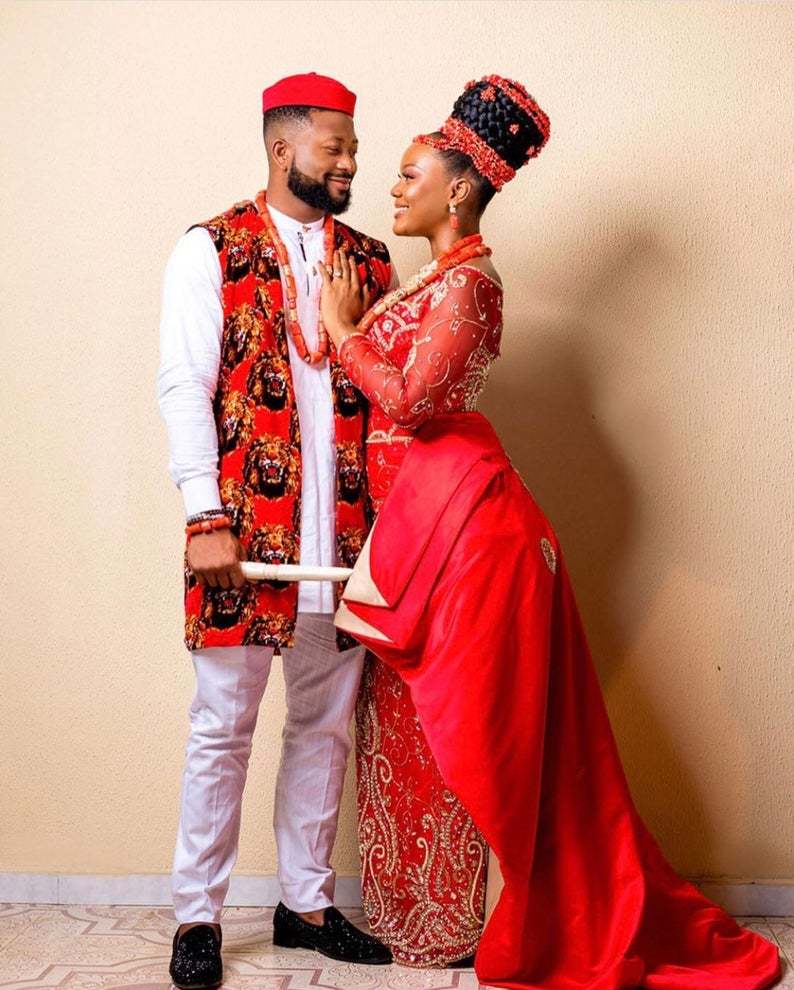 Igbo Traditional Wedding Outfits For Couple//isi Agu Outfit For Men//george Dress For Women//nigerian Wedding