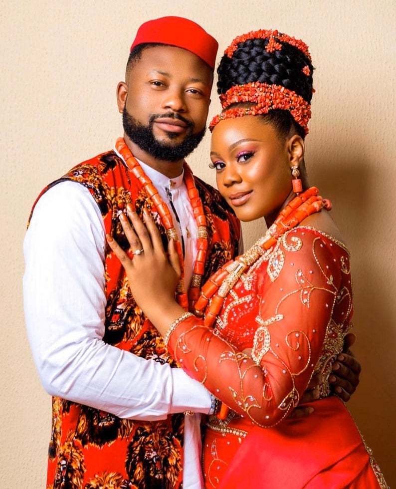 Igbo Traditional Wedding Outfits For Couple//isi Agu Outfit For Men//george Dress For Women//nigerian Wedding