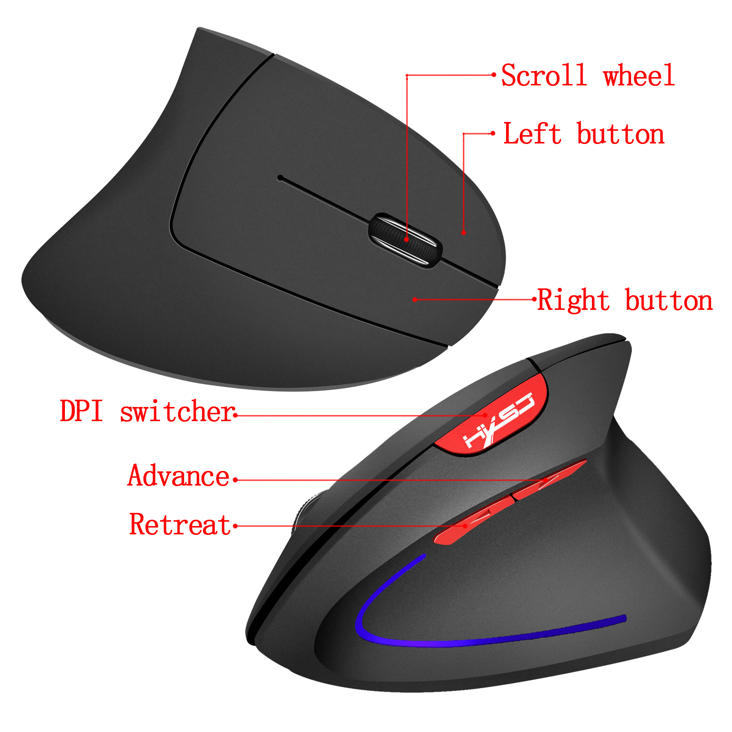 T22 Wireless Mouse Vertical Ergonomic Design