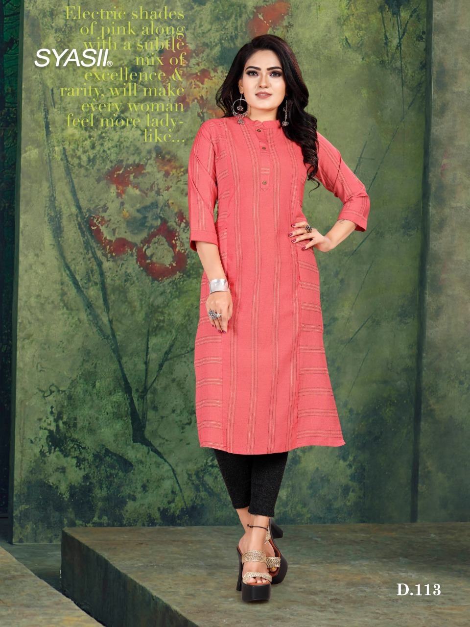 Pixel Vol-2 Designer Kurti - Fancy Cotton Jari Striped, 46 Inch Length, Sizes M To Xxl, Washable, Ideal For Ladies In All Seasons