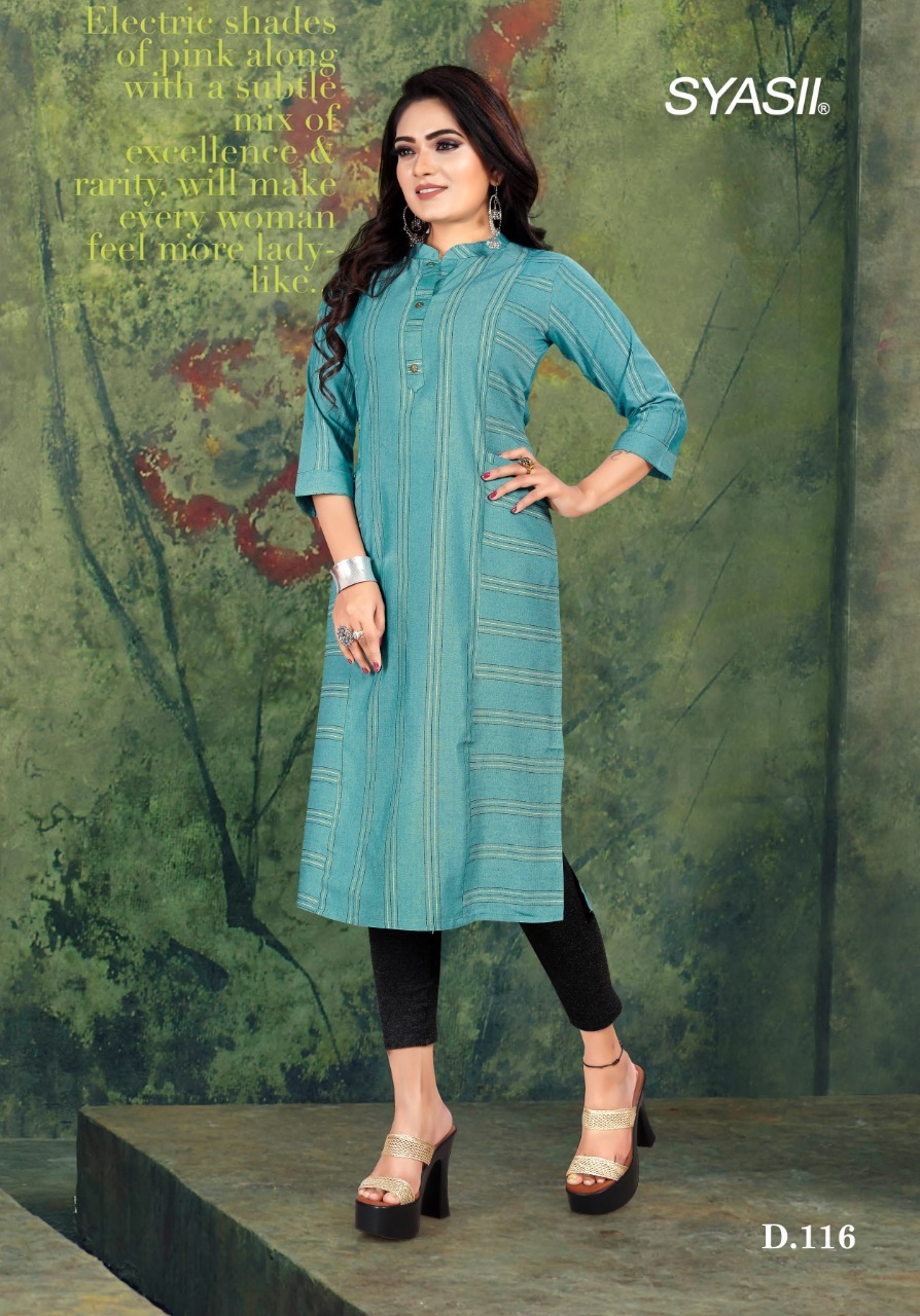 Pixel Vol-2 Designer Kurti - Fancy Cotton Jari Striped, 46 Inch Length, Sizes M To Xxl, Washable, Ideal For Ladies In All Seasons