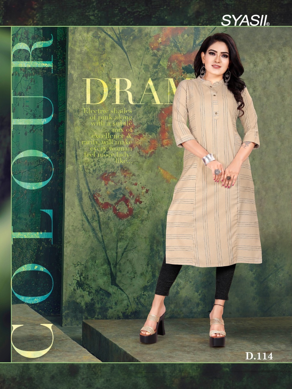 Pixel Vol-2 Designer Kurti - Fancy Cotton Jari Striped, 46 Inch Length, Sizes M To Xxl, Washable, Ideal For Ladies In All Seasons