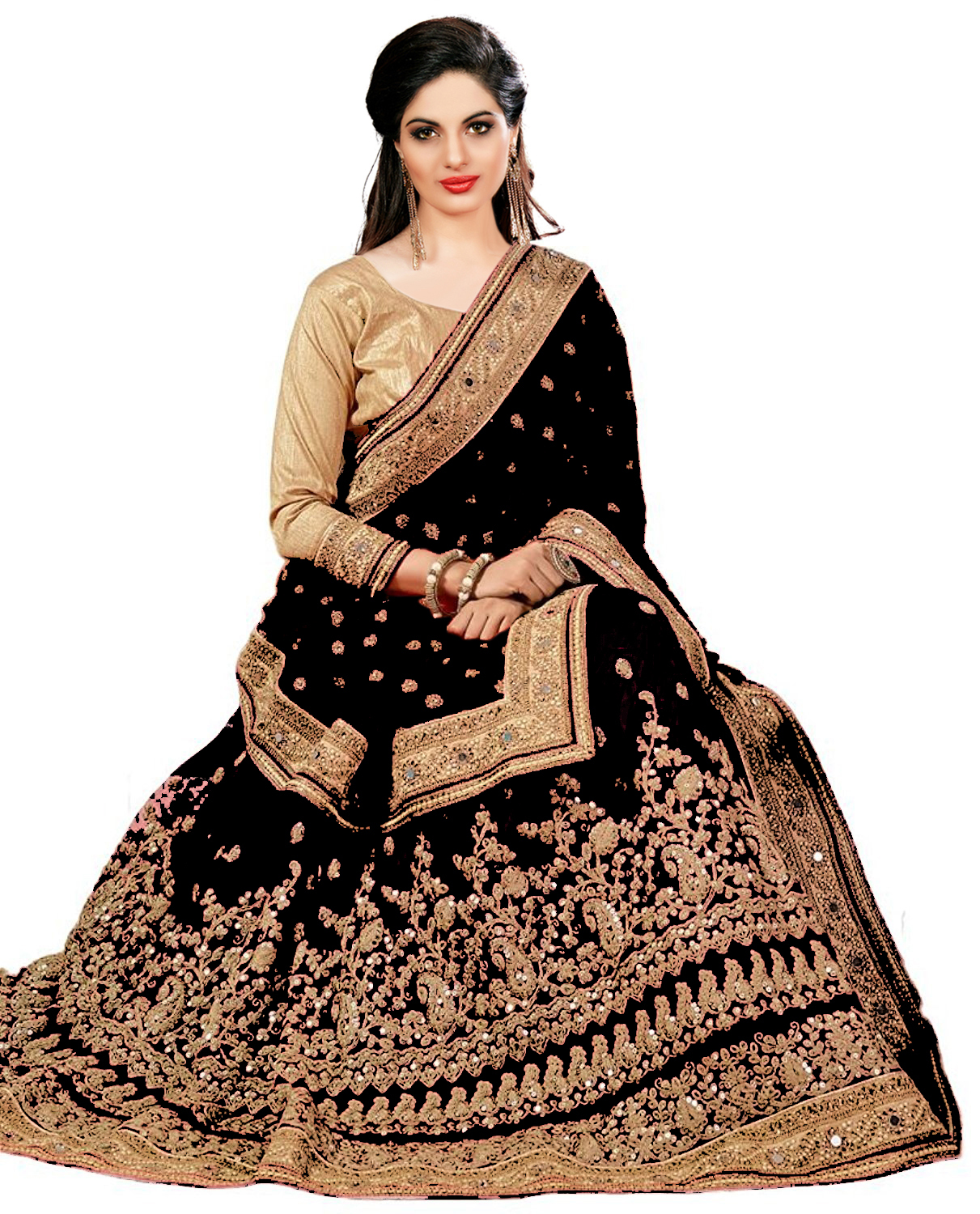 Orange Half And Half Heavy Embroidered Silk Saree Collection