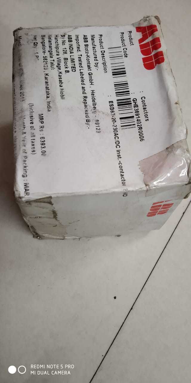 Abb Esb 63-20 230v Ac/dc Contractor - Polycarbonate Housing, 63a Current Rating, Iec/en60947-4-1 Compliant