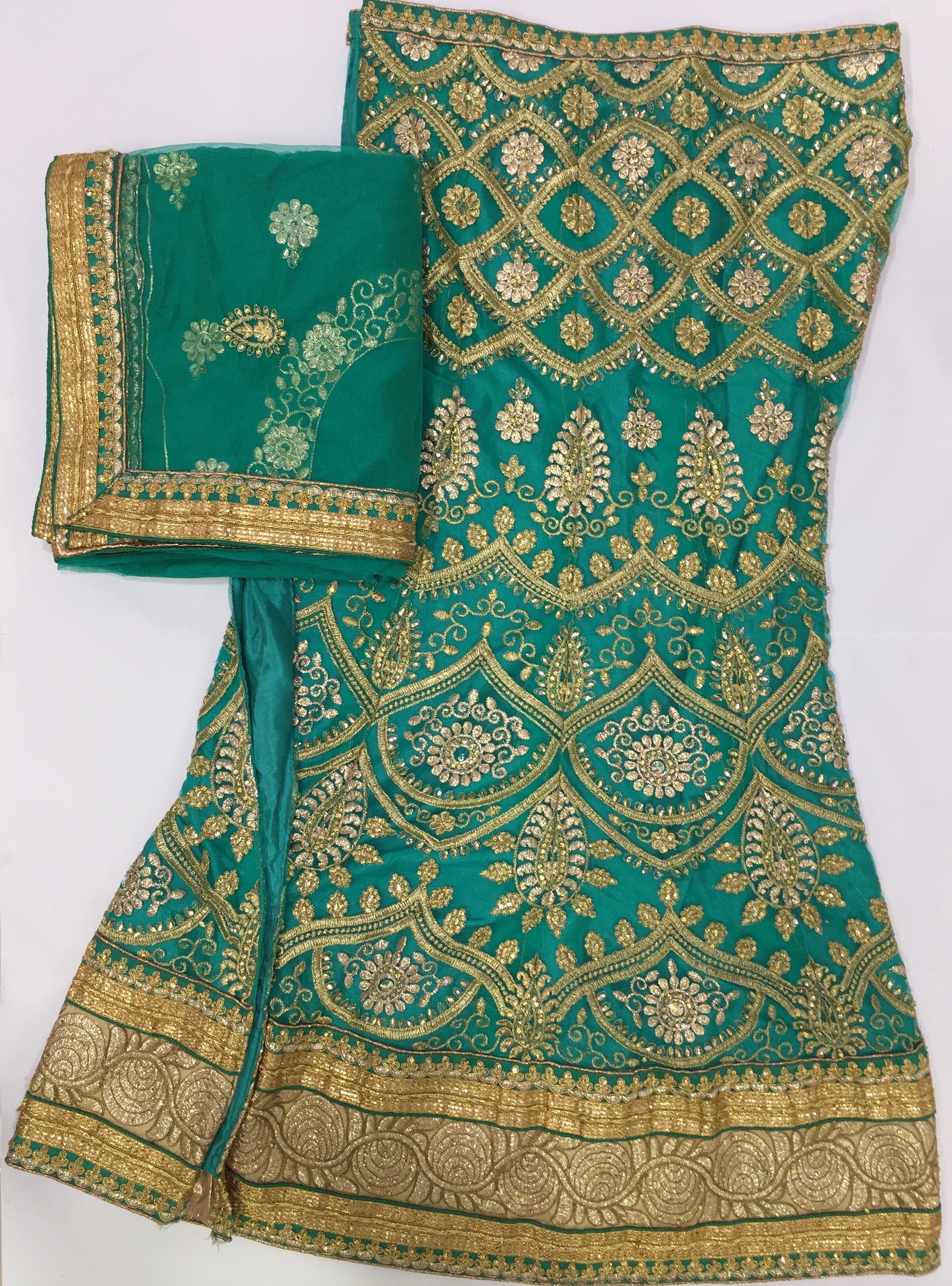 Orange Embroidered Semi Stitched Wedding Lehenga Choli
