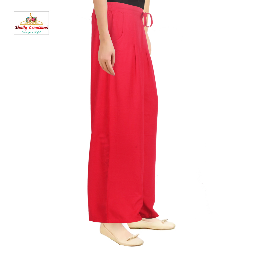 Ladies Rayon Palazzos - Xl & Xxl Sizes, Breathable & Quick Dry, Double Pockets, Modern Ethnic Style
