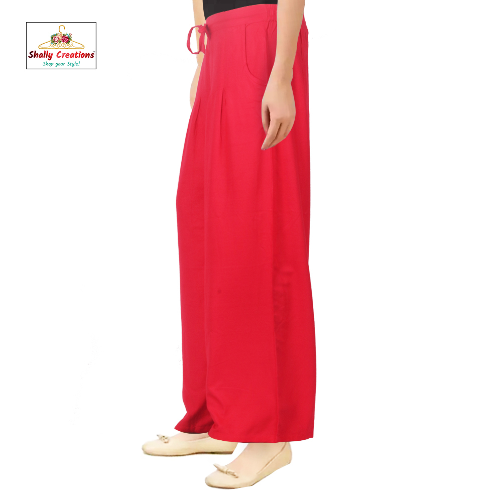 Ladies Rayon Palazzos - Xl & Xxl Sizes, Breathable & Quick Dry, Double Pockets, Modern Ethnic Style