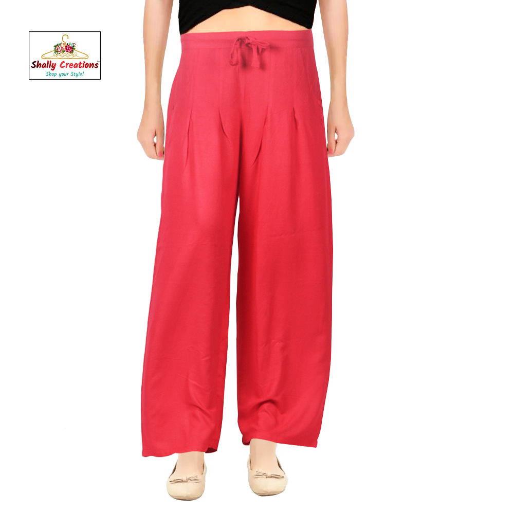 Ladies Rayon Palazzos - Xl & Xxl Sizes, Breathable & Quick Dry, Double Pockets, Modern Ethnic Style