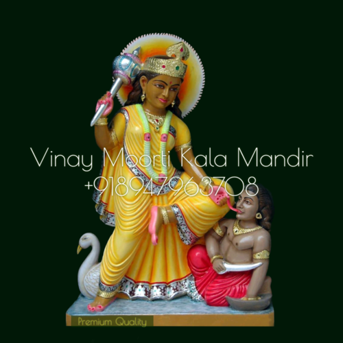 Multicolor Baglemukhi Marble Statue - Handcrafted Marble, Temple Usage, Religious Hindu Art | Durable, Easy to Clean, Washable, Hand-Hammered Finishing