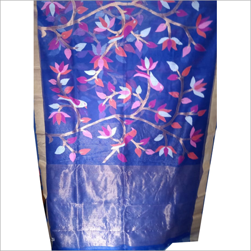 Available In All Color Rasum Moslin Jamdalni Saree With Bp  Royel Blue