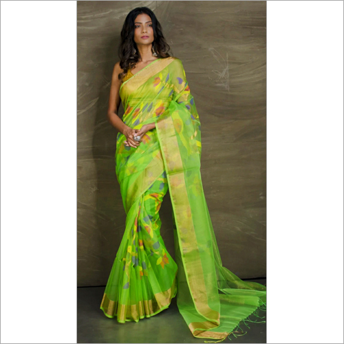 Available In All Color Rasum Moslin Jamdalni Saree  With Bp C Green