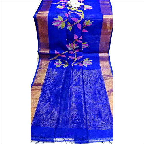 Available In All Colour Matka Jamdalni Saree Golden Jari Bodar Royel Blue