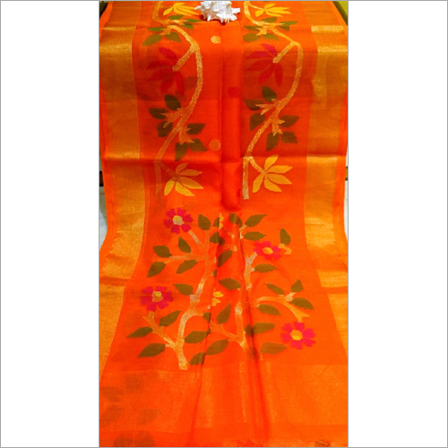 Rasum Moslin Jamdalni Saree Orange Color