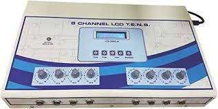 Lcd 8 Channel Tens Unit - Plastic Construction, 10 X 2 X 9 Inch, Black & White Color Options | Ideal For Clinical And Hospital Applications
