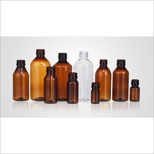 Pharmaceutical Pet Bottle - Medical Grade Polyethylene Terephthalate, Various Shapes & Sizes, Brown-White, Screw Cap Sealing, Leak Proof Design