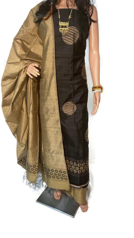 Pure Dupion Raw Silk Full Suit Set 2.5 Mtrs Each - Traditional Ethnic Indian Dress, Plain Silk Design For All Seasons, Autumn To Winter
