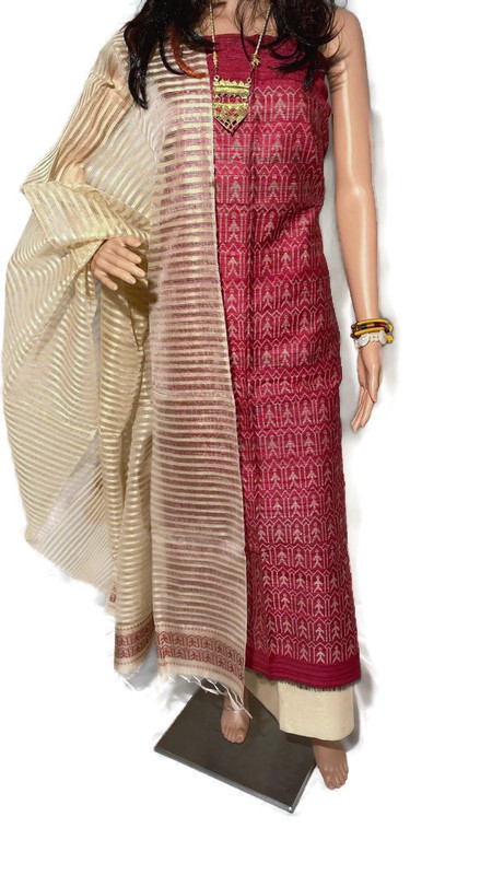 Pure Dupion Raw Silk Full Suit Set 2.5 Mtrs Each - Traditional Ethnic Indian Dress, Plain Silk Design For All Seasons, Autumn To Winter