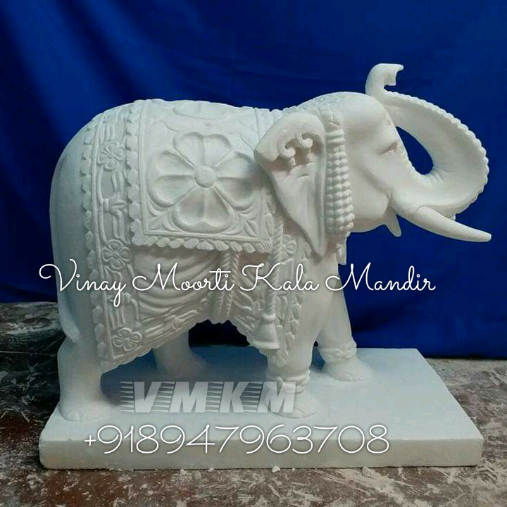 White Elephant Marble Sculpture