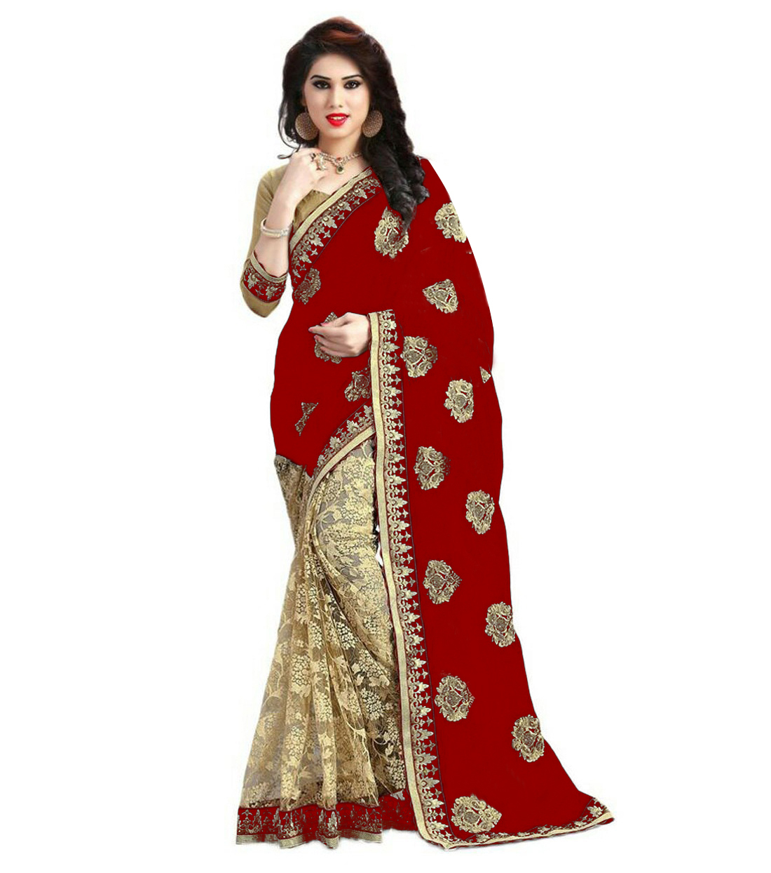 Georgette & Rasal Net Embroidery Saree - 5.5 Mtrs Length, Black & Blue Options | Festive Occasion, Bollywood Style, Stone Work Embellishments