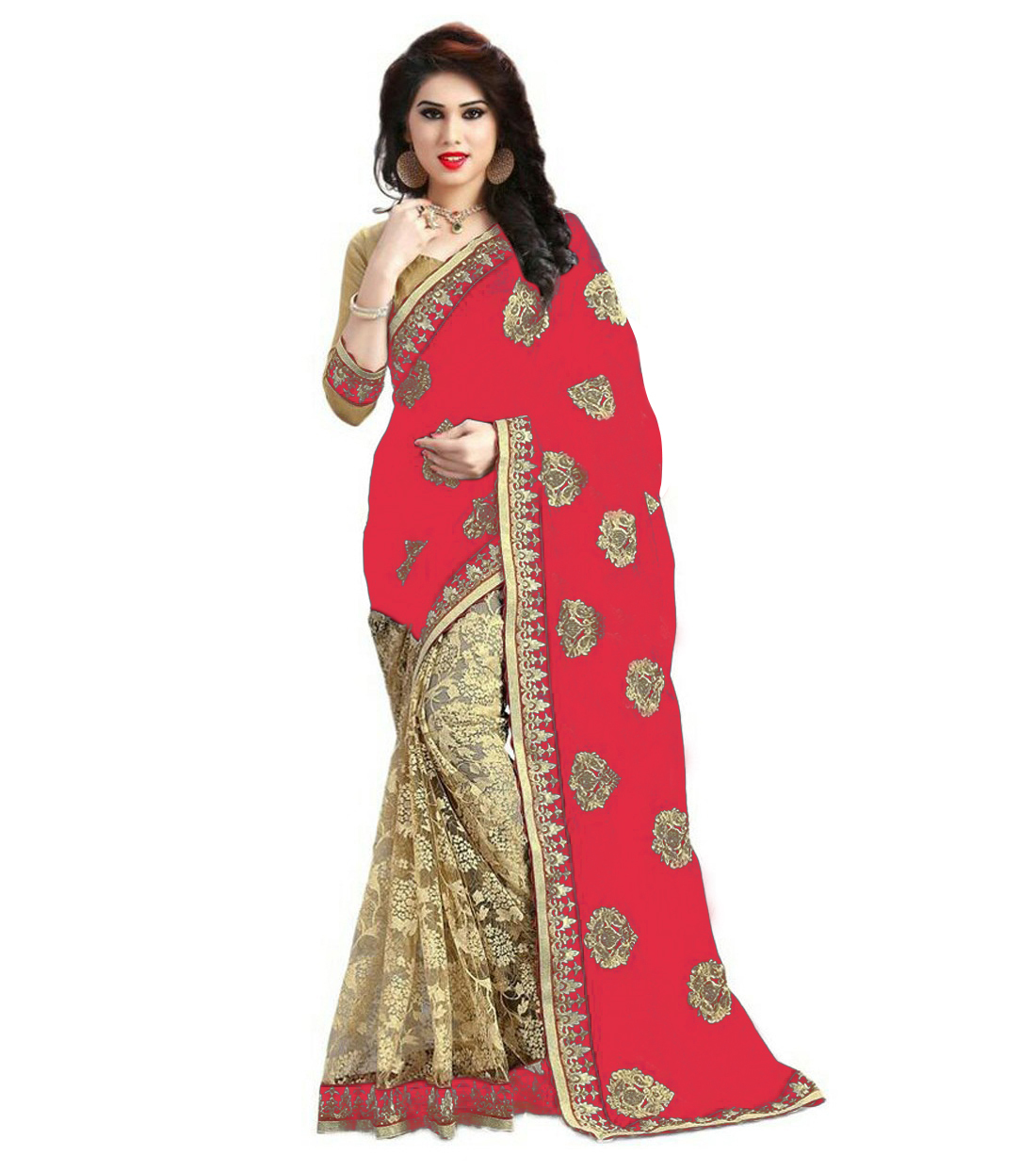 Georgette & Rasal Net Embroidery Saree - 5.5 Mtrs Length, Black & Blue Options | Festive Occasion, Bollywood Style, Stone Work Embellishments