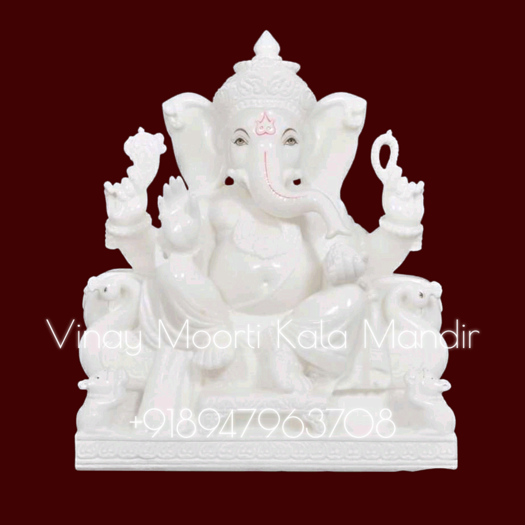 Washable White Marble Ganesh Statue