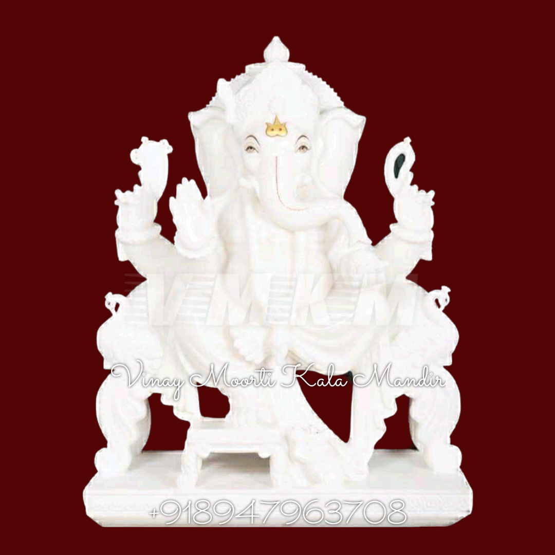 Washable White Marble Ganesh Statue