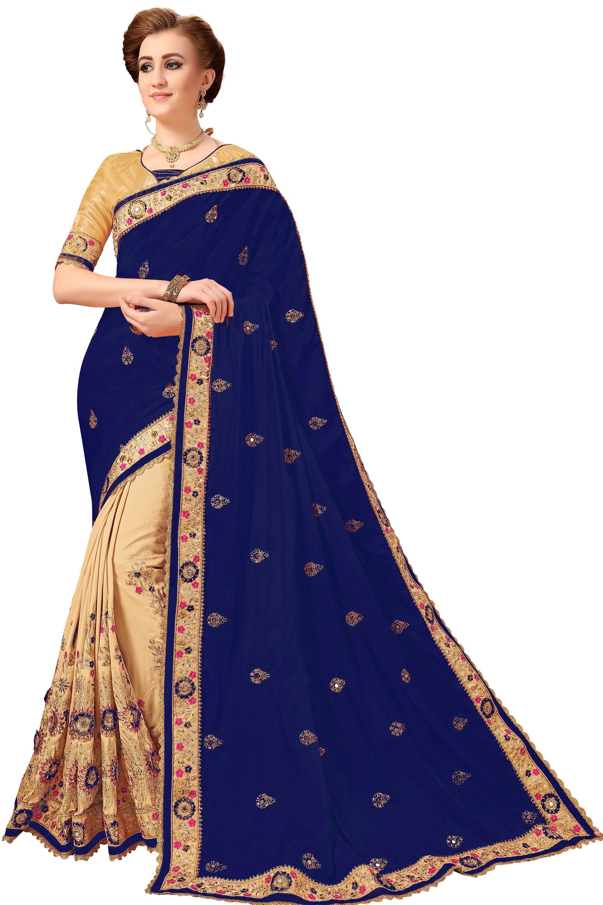 Pink Festival Wear Embroidered Silk & Georgette Saree Collection