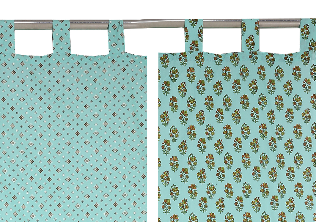 Aqua Blue Fancy Window Curtain