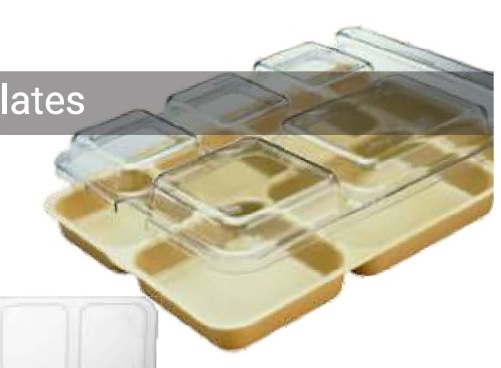 Blue Fast Food Tray Cafeteria 6 Compartment With Transparent Lid 14 X 10 X 2