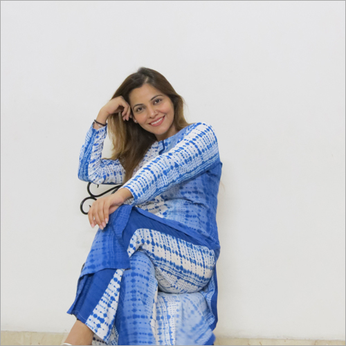 Blue-white Ladies Designer Suit