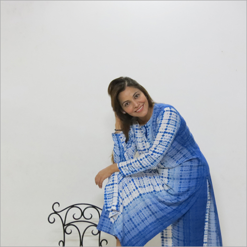 Blue-white Ladies Designer Suit