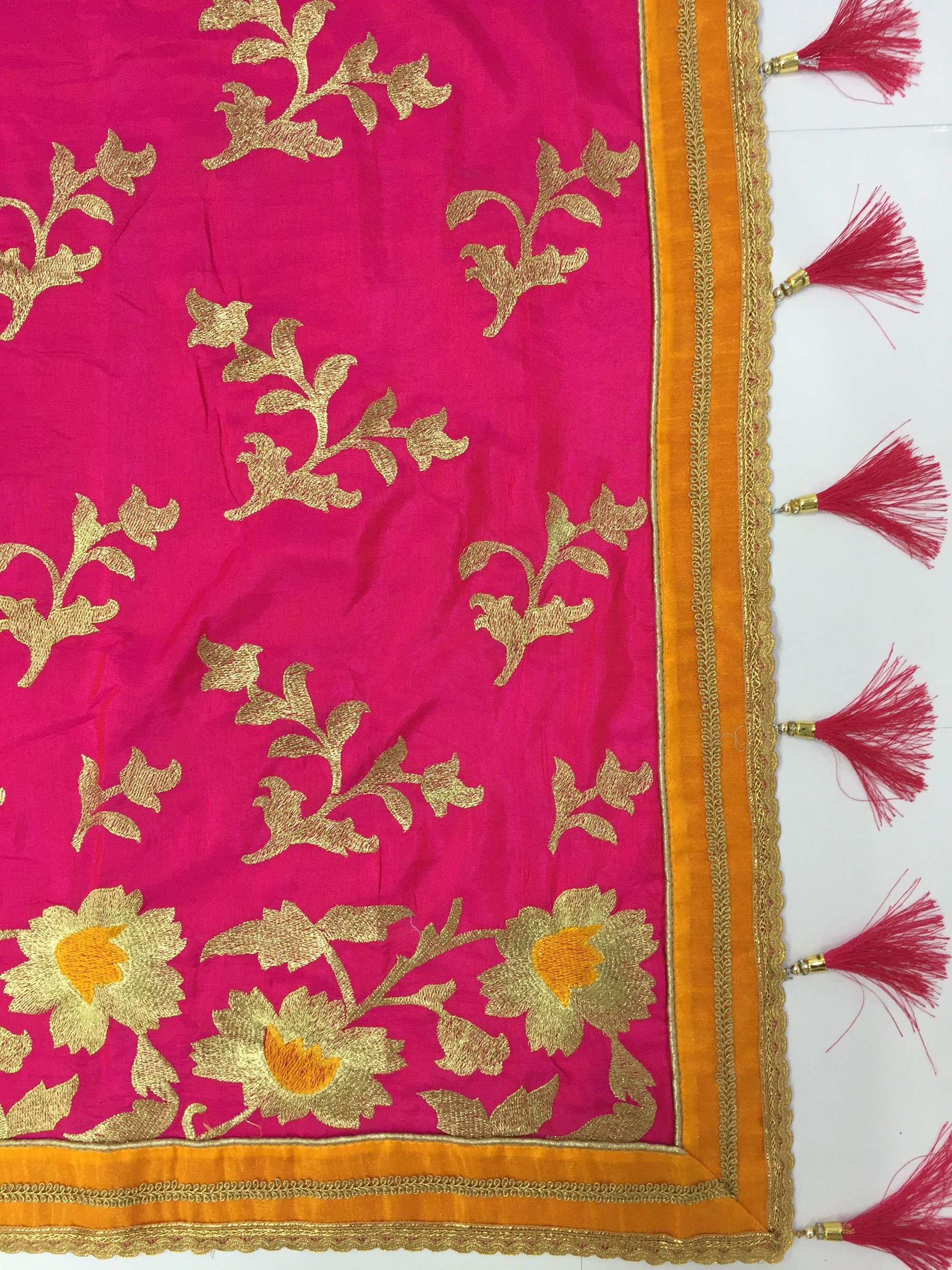 Blue Silk Embroidered With Tassels Saree Collection