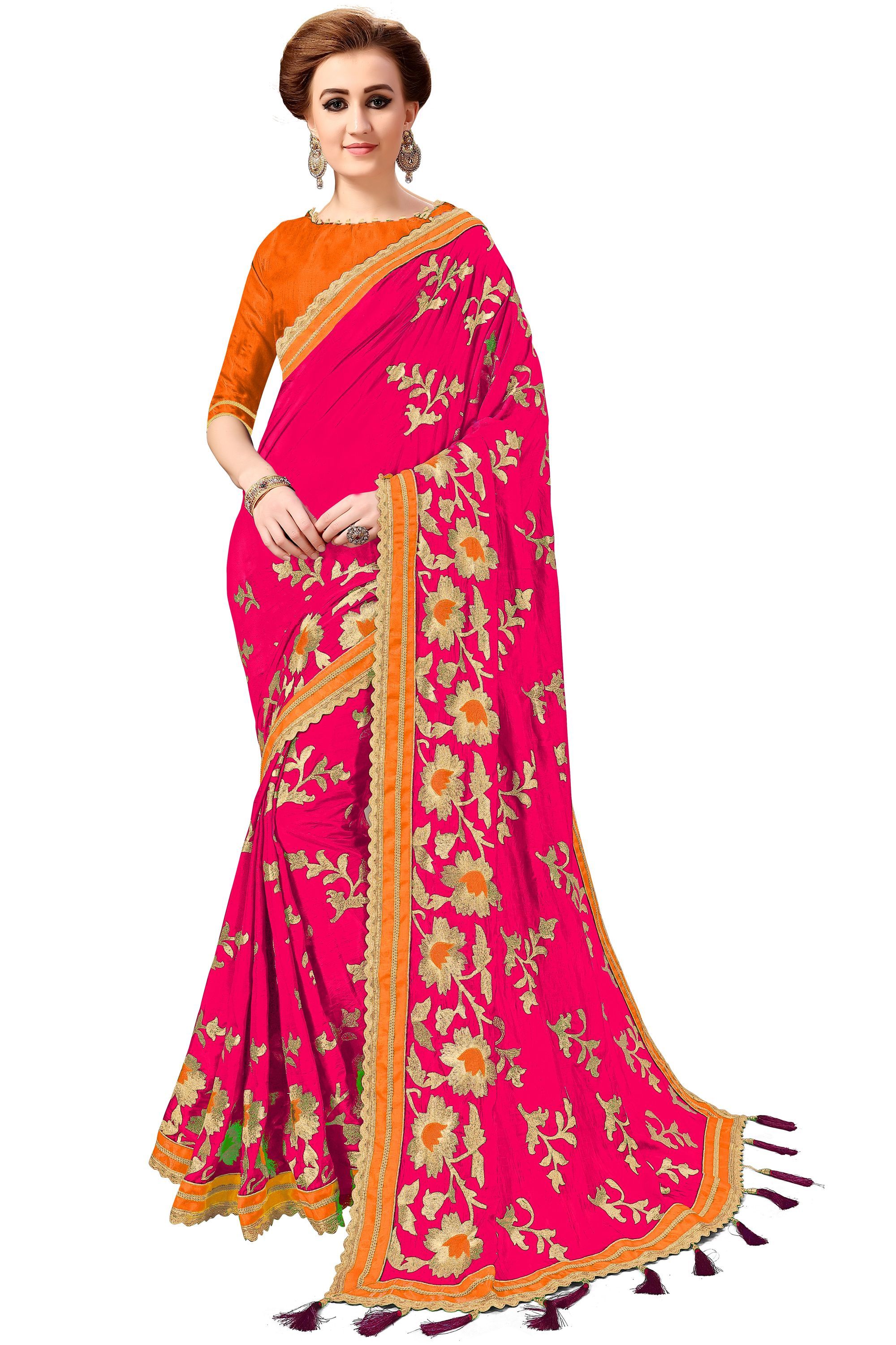 Blue Silk Embroidered With Tassels Saree Collection