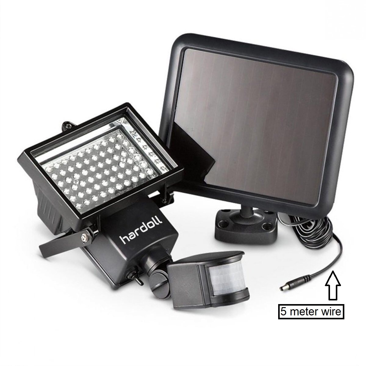 60 Led Solar Motion Sensor Outdoor Lamp - Abs Plastic, 150x134x196 Mm, Black | Automatic Switch, 5m Cable, 6-hour Runtime, 1-year Warranty