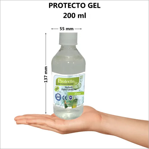200 Ml Protecto Gel Instant Hand Sanitizer - Gel Base Formula, 70% Isopropyl Alcohol, Blue Color, 24 Months Shelf Life | Kills 99.9% Germs, Suitable For All Ages