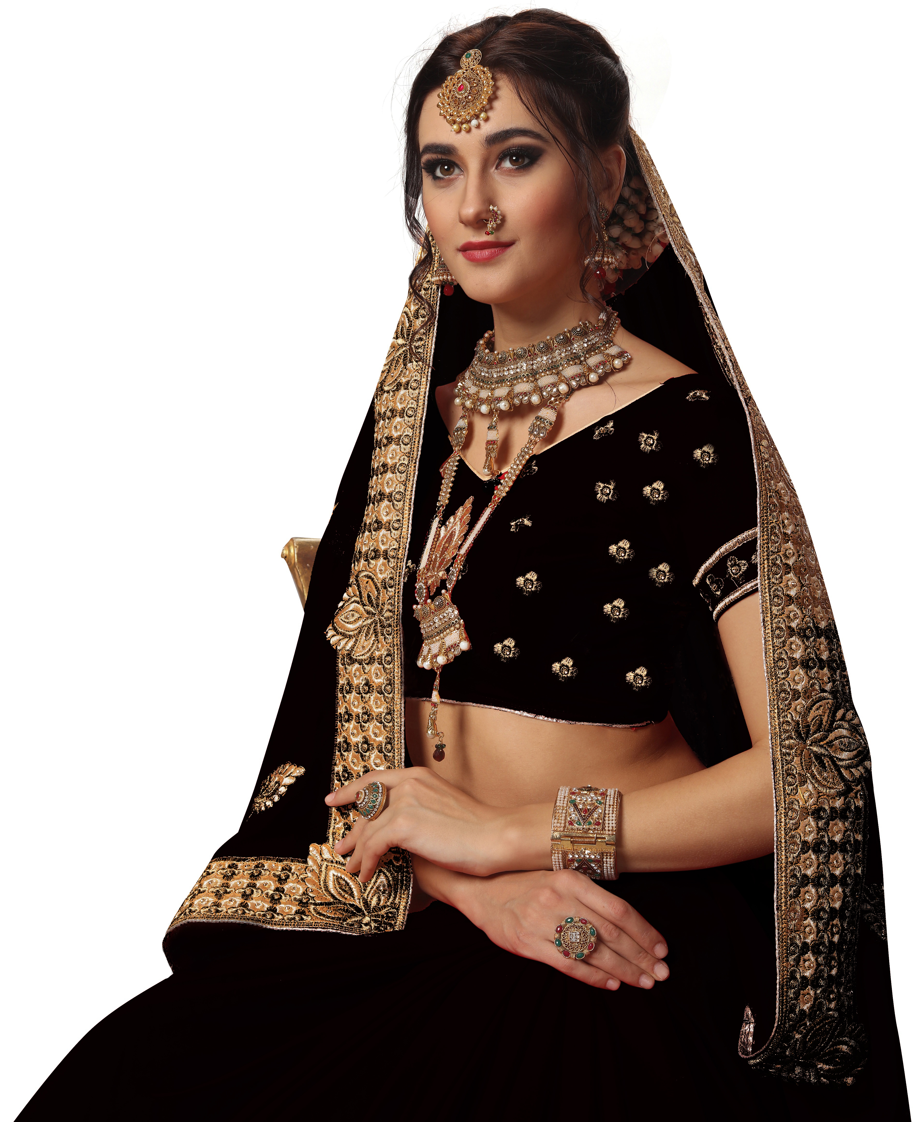 Green Geometric Embroidered Georgette Saree Collection