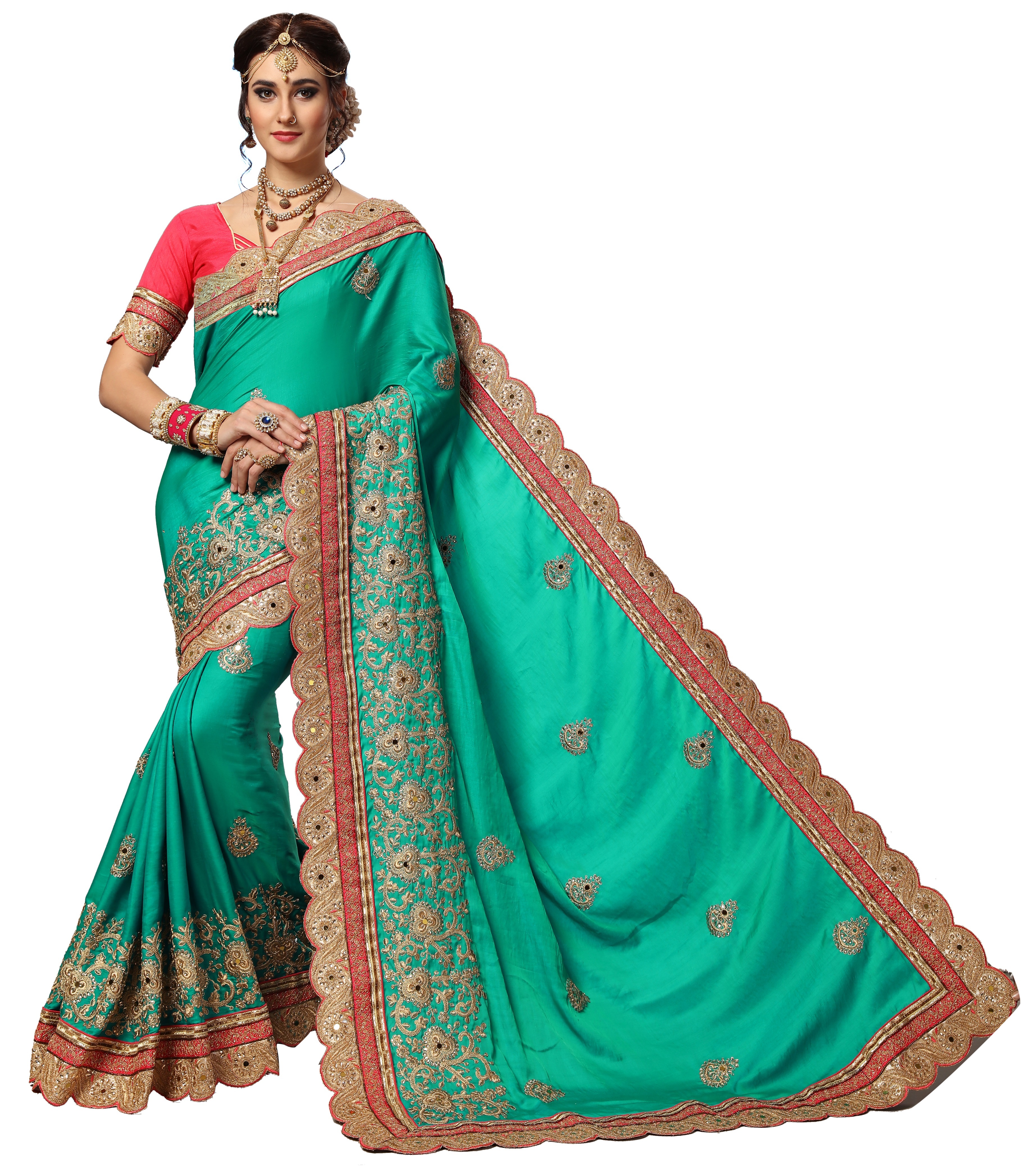 Available In All Colors Embroidery With Mirror Work Saree Collection