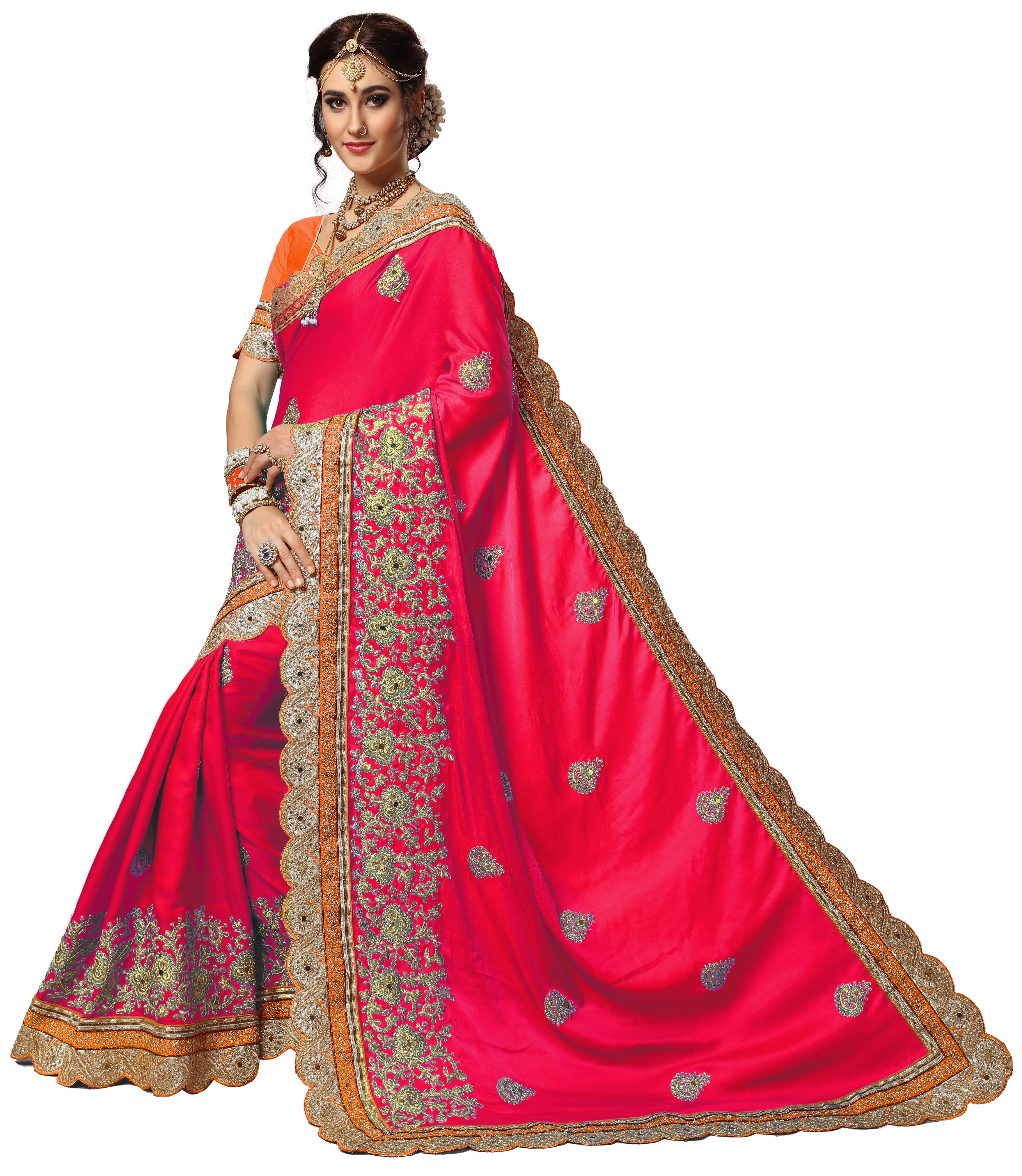 Available In All Colors Embroidery With Mirror Work Saree Collection