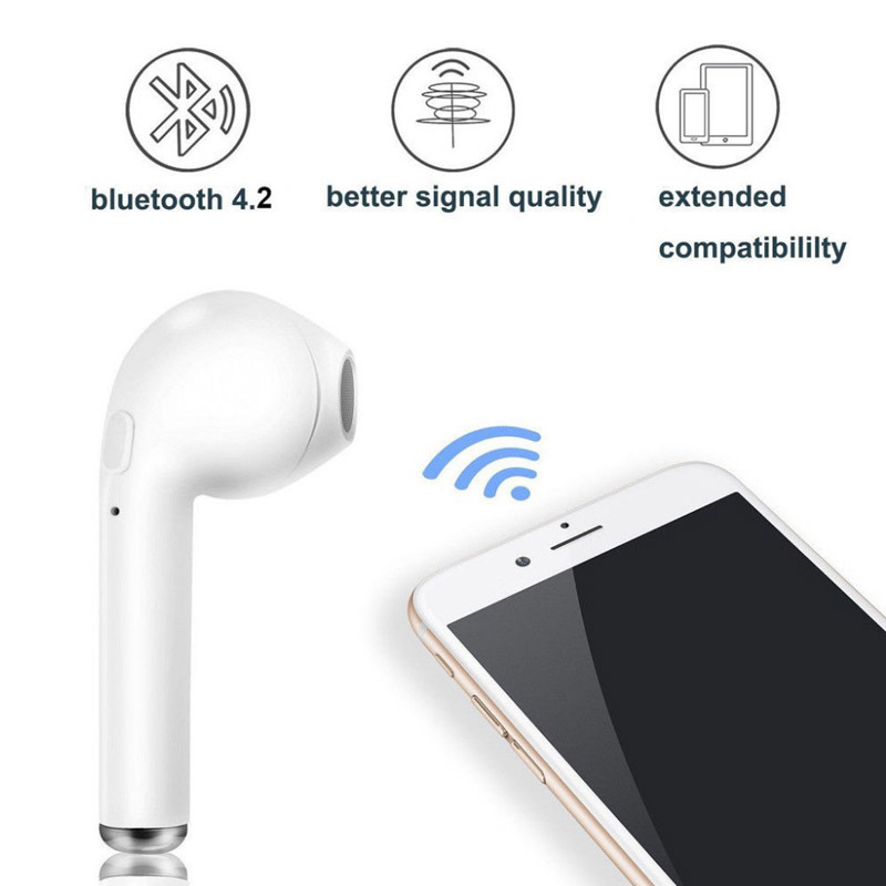 White Wireless Bluetooth Earphones I7s