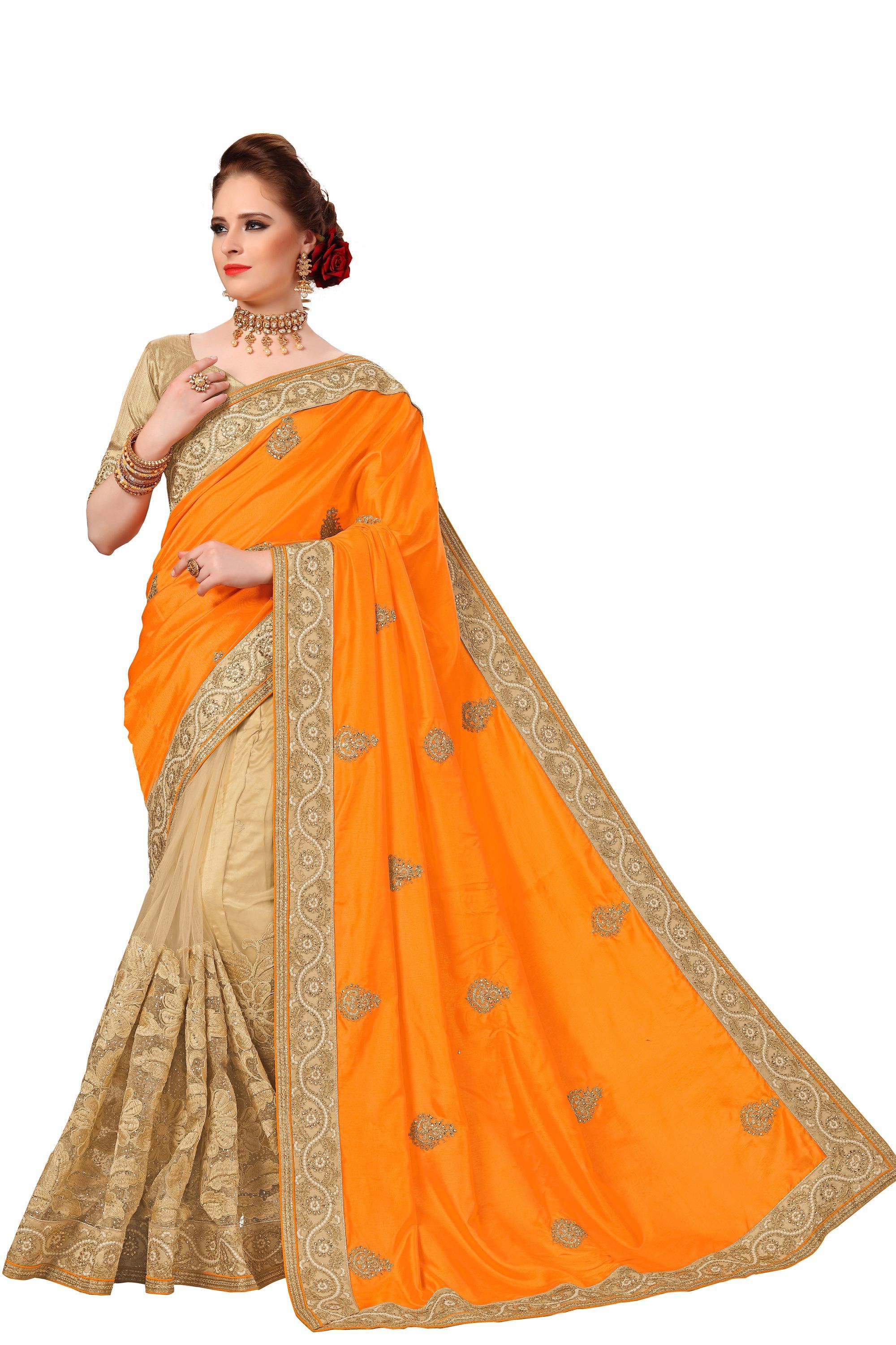 Pink Heavy Embroidery Silk Net Saree Collection