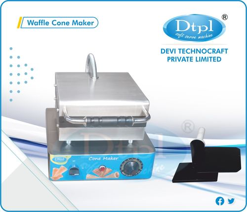 Waffle Cone Maker - Stainless Steel, 380x270x270 mm | Low Energy, Automatic Temperature Control, Non-Stick Surface