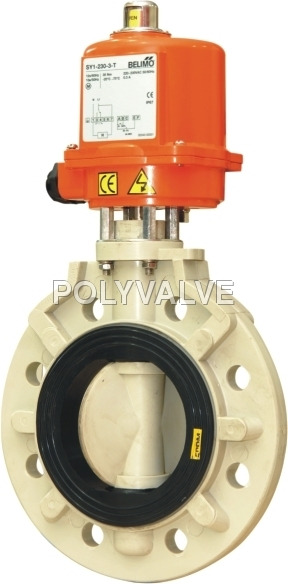 Pvdf Electric Actuated Butterfly Valve - Color: White Orange