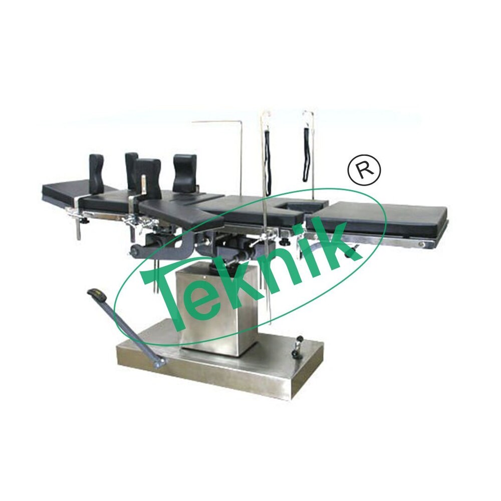 Operating Table - Hydraulic, Stainless Steel Mobile Pedestal, Height Adjustable 75-100 cm | 6 Independent Radiolucent Sections, Full Surgical and Radiographic Access
